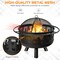 30 Inch Patio Round Fire Pit with Fire Poker Cooking Grill-Black